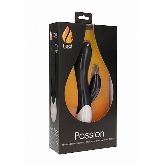 Vibrador Recarregável Rabbit Ponto-G Passion Heating 20cm Preto Vibrador Recarregável Rabbit Ponto-G Passion Heating 20cm Preto