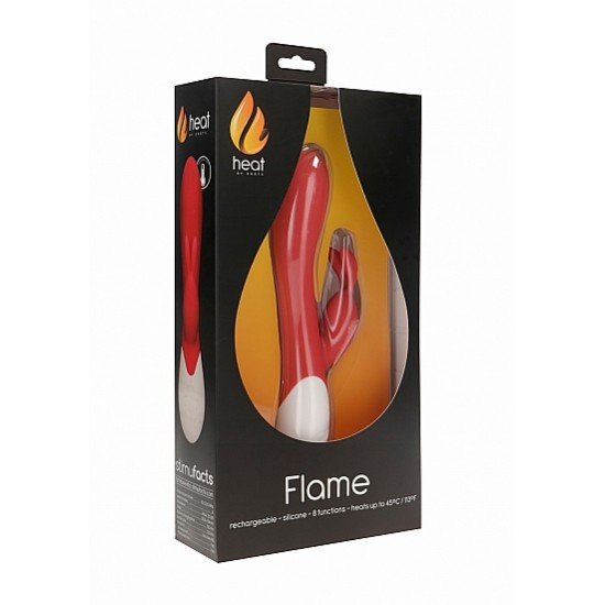 Vibrador Recarregável Rabbit Ponto-G Flame Heating 20cm Vermelho Vibrador Recarregável Rabbit Ponto-G Flame Heating 20cm Vermelho