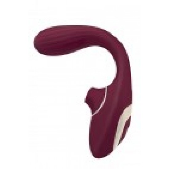 Dual Suction Wine O Dual Suction é um brinquedo de dupla estimulação, para estimular simultaneamente o ponto G e o clitóris. Seu design leve se adapta perfeitamente a todos os tipos de corpo, graças ao seu design. É composto por dois moto