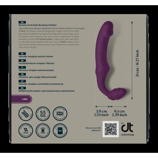 Conheça o STORM, o vibrador sem alças projetado para que você e seu parceiro compartilhem cada pulsação, cada curva e cada momento emocionante. Com seu design ergonômico em silicone seguro para o corpo, o STORM se move n