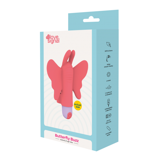 O Butterfly Buzz da coleção Love Signal da Dreamtoys é um vibrador de dedo divertido, projetado para estimulação precisa e diversão versátil. Suas asas flexíveis e formato ergonômico se encaixam confortavelmente nos dedo