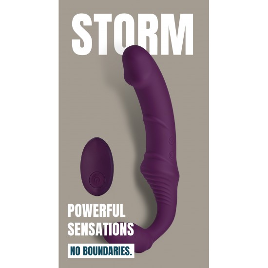 Conheça o STORM, o vibrador sem alças projetado para que você e seu parceiro compartilhem cada pulsação, cada curva e cada momento emocionante. Com seu design ergonômico em silicone seguro para o corpo, o STORM se move n