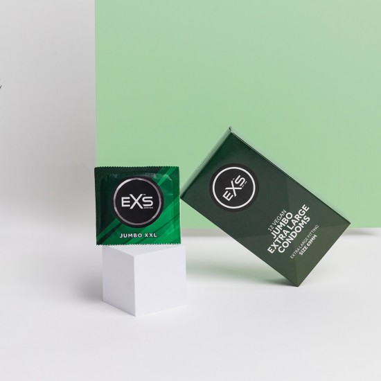 Tamanho: 69 mm de largura, 223 mm de comprimento Espessura: 0,069 mm Características: Parede reta, Ponta do teto Experimente conforto e confiança incomparáveis ​​com os preservativos EXS Jumbo Pack. Projet