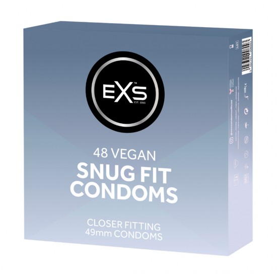 Contém 48 preservativos EXS Snug Fit de látex premium. Os preservativos EXS Snug Fit são perfeitos para quem tem um pênis de tamanho modesto e para quem gosta de um ajuste confortável e mais firme. Projetados para perman
