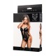 Conjunto Miriam Brilhante – Preto, Tamanho XL é um conjunto sensual e elegante feito do popular material Wetlook, dando-lhe uma aparência brilhante e luxuosa . O conjunto se ajusta perfeitamente ao corpo, acent