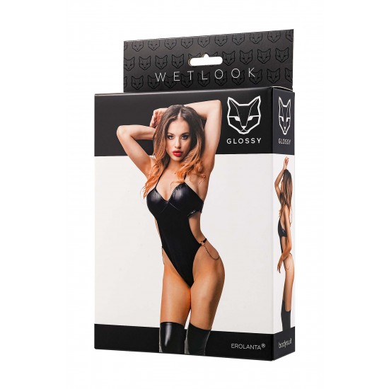 Glossy Reina Bodysuit – Preto, Tamanho L é um body elegante feito do popular material Wetlook, dando-lhe uma aparência brilhante e luxuosa . O body se ajusta perfeitamente ao corpo, acentuando a silhueta e prop