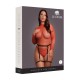 Body Vermelho com Brilhantes e Ligas em Couro - PS Cative com nosso Body Brilhante com Costas Abertas e seja o centro das atenções com nosso hipnotizante body vermelho brilhante com costas abertas, adornado com ligas de couro PU preto e glitter dourado. Esta peça ousada