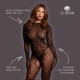 Catsuit transparente de malha com estampa de leopardo, mangas compridas e entrepernas aberta. O tecido macio e super elástico veste do tamanho S ao XL.