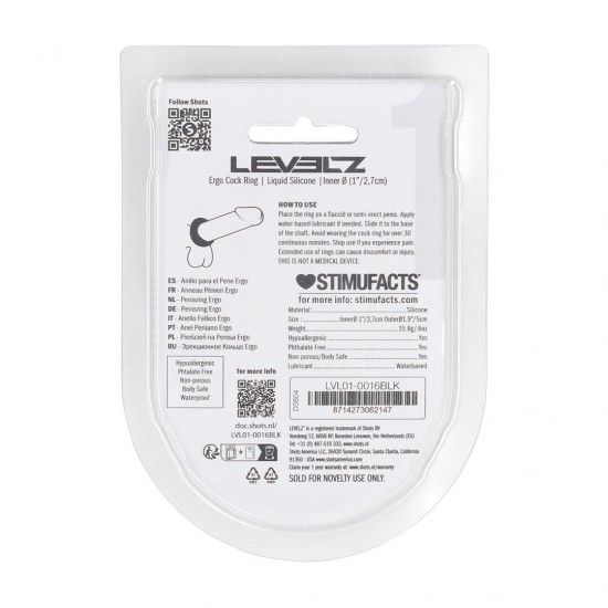 Ultrapasse os limites com este anel peniano firme, porém flexível, da coleção LEVELZ. Feita em silicone premium e seguro para o corpo, este anel oferece uma pegada firme para maior tensão e uma tração satisfatória. Seja