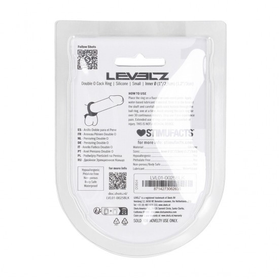 Dobre a sensação com este anel peniano de alça dupla da coleção LEVELZ. Projetado para segurar tanto o pênis quanto as bolas, o Double O aumenta a força da ereção, proporcionando pressão extra e durabilidade. Feito de si