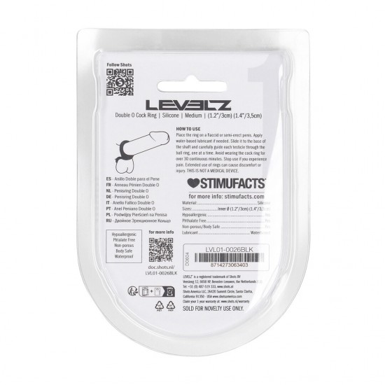 Dobre a sensação com este anel peniano de alça dupla da coleção LEVELZ. Projetado para segurar tanto o pênis quanto as bolas, o Double O aumenta a força da ereção, proporcionando pressão extra e durabilidade. Feito de si