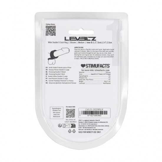 Dobre a sensação com este anel peniano de alça dupla da coleção LEVELZ. Projetado para segurar tanto o pênis quanto as bolas, o Double O aumenta a força da ereção, proporcionando pressão extra e durabilidade. Feito de si