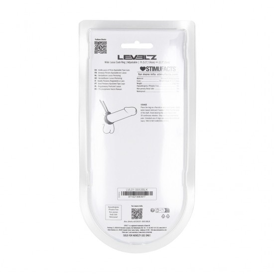 Encontre o ajuste perfeito com este anel peniano ajustável da coleção LEVELZ. Projetado com um anel flexível de silicone e trava deslizante, este anel não vibratório oferece tensão e controle personalizados, ideal para i