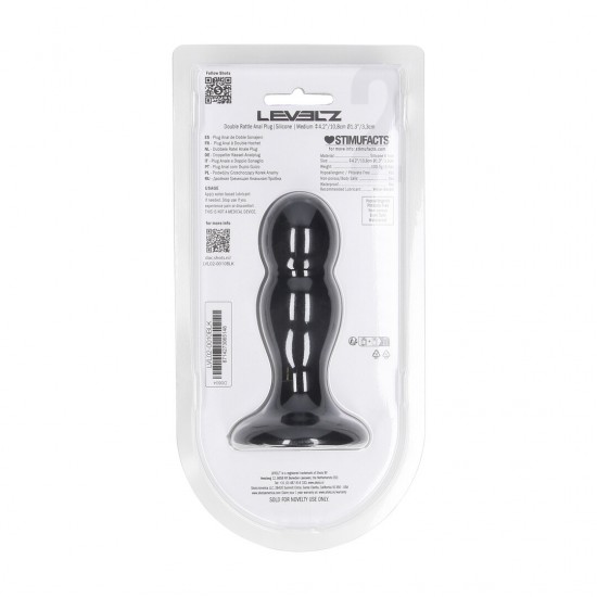 O dobro da sensação, o dobro da emoção. Este plug vibrador duplo da coleção LEVELZ apresenta duas ampolas suaves e empilhadas, feitas de silicone premium, com um vibrador interno leve que reage a cada movimento. Projetad