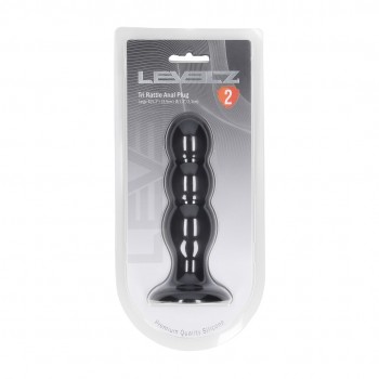 Plug anal de silicone Tri Rattle - L - Preto
