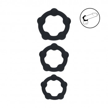 Conjunto de 3 anéis de silicone com contas - S/M/L