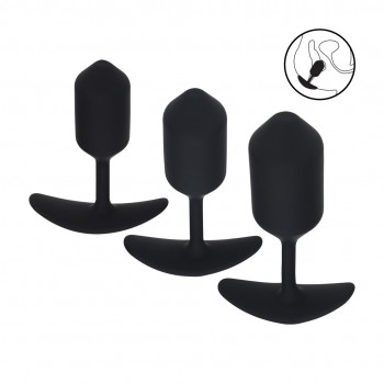 Conjunto de 3 plug anais de silicone com peso para treinamento - Preto