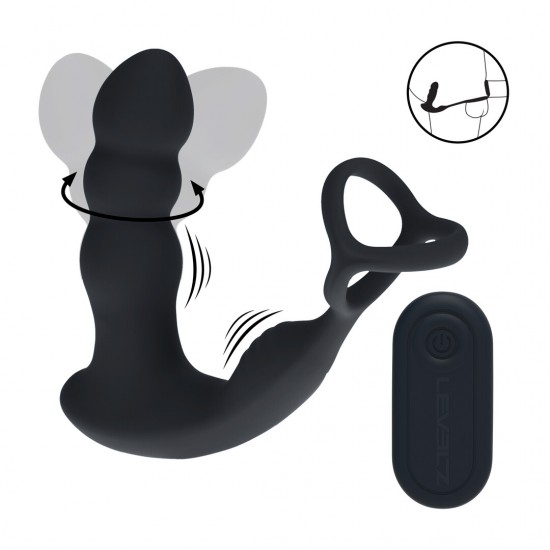 Estimulador da próstata de silicone com cabeça giratória e vibração dupla com anel peniano e escrotal - Preto Intensifique o seu prazer com o Estimulador de Próstata com Cabeça Dupla Vibratória e Rotativa. Projetado para máxima estimulação, este brinquedo avançado possui uma cabeça massajadora giratória e dois motores vibratório