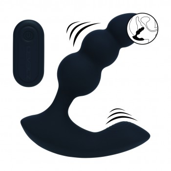 Estimulador da próstata de silicone vibratório com controle remoto e motor duplo - Preto