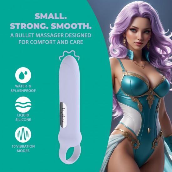 Vibrating Loop Grip Apresentamos o Vibrating Loop Grip da Loveline. Um massageador em formato de bala compacto, potente e suave, com 10 funções de vibração. Projetado com um laço de silicone macio para uma pegada segura e confortável. Cuida