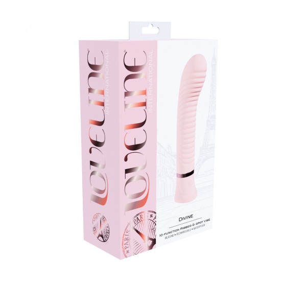 O Divine, da Loveline International, Coleção Paris, é um vibrador com 10 funções estriadas para o ponto G, projetado para uma estimulação precisa e satisfatória. Silencioso, com menos de 50 dB, garante discrição e propor