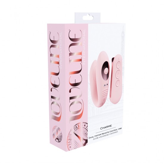 O Charme da Loveline International, Coleção Paris, é um vibrador com motor duplo para ponto G e clitóris, com 10 funções. Operando a menos de 50 dB, garante prazer discreto, proporcionando até 50 minutos de satisfação co