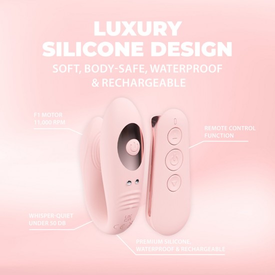 O Charme da Loveline International, Coleção Paris, é um vibrador com motor duplo para ponto G e clitóris, com 10 funções. Operando a menos de 50 dB, garante prazer discreto, proporcionando até 50 minutos de satisfação co