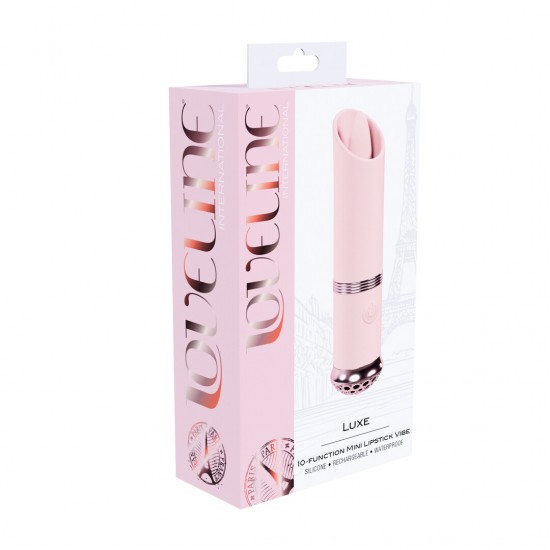 Da Coleção Loveline International Paris, o Luxe é a personificação da elegância em um formato compacto. Este mini vibrador para batom com 10 funções apresenta uma ponta vibratória com formato exclusivo para estimulação p