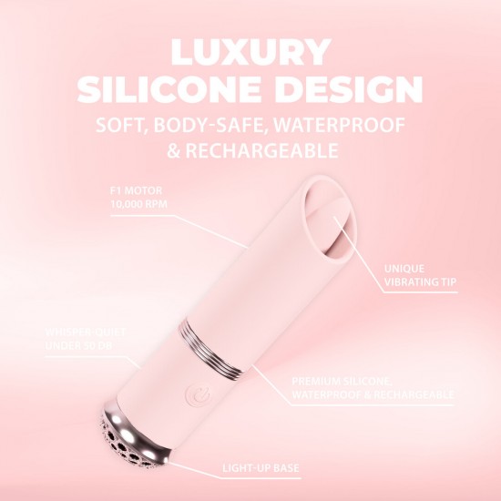 Da Coleção Loveline International Paris, o Luxe é a personificação da elegância em um formato compacto. Este mini vibrador para batom com 10 funções apresenta uma ponta vibratória com formato exclusivo para estimulação p