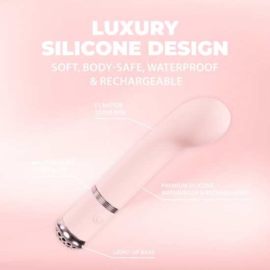 O Chérie da Loveline International, Coleção Paris, é um vibrador suave para o ponto G com 10 modos de funcionamento. Operando a menos de 50 dB, proporciona prazer discreto e até 55 minutos de uso com uma única carga. Fei