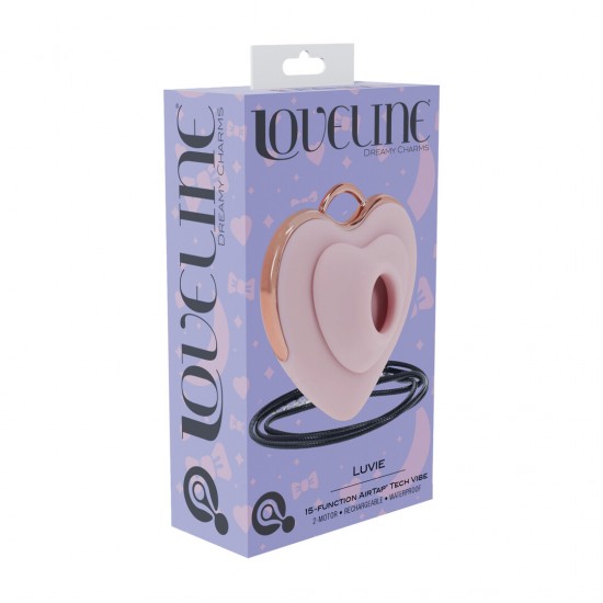 Luvie é um vibrador fofo em formato de coração que também funciona como um colar estiloso. Com 15 funções, impulsionado por um motor F1 avançado e um motor com tecnologia AirTap®, oferece sensações de vibração e sucção (