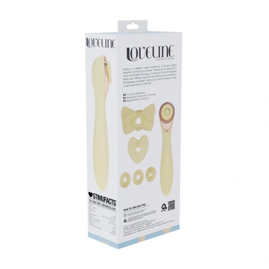 Darling é um vibrador versátil, mágico e em formato de cetro, com 15 funções, projetado para encantar seus sentidos. Equipado com um motor F1 avançado e a tecnologia AirTap®, ele vem com cinco cabeças intercambiáveis, ca