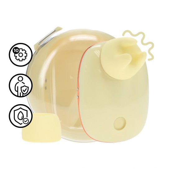 O Dreamsicle é um vibrador 2 em 1 com 5 modos de vibração e 5 modos de sucção, alimentado por um motor F1 avançado e pela tecnologia AirTap® para sensações mágicas. Recarregável e compacto, ele carrega e guarda em um est