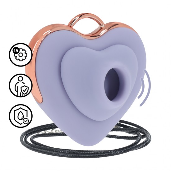 Luvie é um vibrador fofo em formato de coração que também funciona como um colar estiloso. Com 15 funções, impulsionado por um motor F1 avançado e um motor com tecnologia AirTap®, oferece sensações de vibração e sucção (