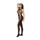 Domine a noite com este catsuit de rede ousado e revelador, com um design aberto que provoca de todos os ângulos. O decote halter atrai o olhar para cima, enquanto os recortes ousados ​​e a transparência da rede deixam p