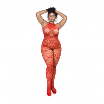 Heart Fishnet Bodystocking Brilhantes  - Queen Size