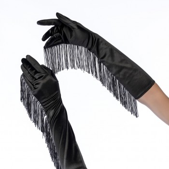 Satin Fringe Opera Gloves 