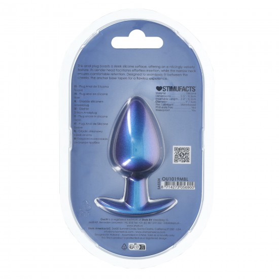 O Plug Anal Grande Ouch! de 3,5'' / 8,9 cm, com sua linda cor metálica, é único. Seja sozinho ou com seu parceiro, explore novos prazeres com estes lindos plugs de silicone macio Ouch!