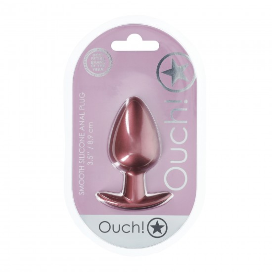 Smooth Silicone Anal Plug - L - Rose Gold O Plug Anal Grande Ouch! de 3,5'' / 8,9 cm, com sua linda cor metálica, é único. Seja sozinho ou com seu parceiro, explore novos prazeres com estes lindos plugs de silicone macio Ouch!