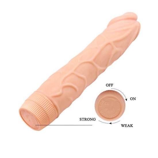 Brinquedos adultos de luxo de alta qualidade para todos os tipos de corpo e sensações. Este vibrador possui um vibrador realista com uma cabeça proeminente e uma haste com veias que produz estimulação extra. Bateria