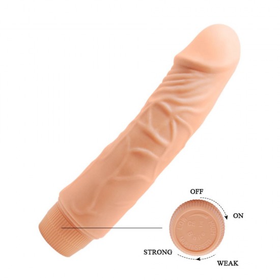 Realismo no seu melhor! Este fantástico vibrador em forma de dildo com curvatura inclui uma cabeça flexível, corpo realista e uma base alargada para máxima estimulação. E não se esqueça de levá-lo para um mergulho, pois