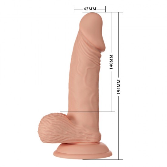 Este dildo foi projetado com TPR macio, semelhante à pele, na parte externa e um núcleo interno firme, proporcionando um brinquedo que proporciona a mesma sensação de uma ereção real! Este dildo apresenta um design ultra