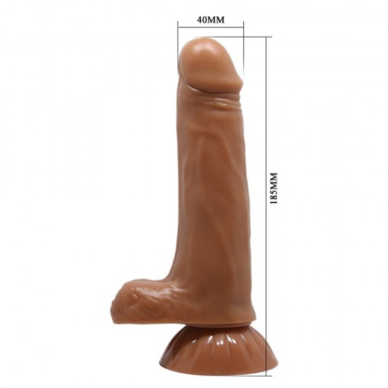 Este grande vibrador giratório e pulsante foi projetado para proporcionar uma experiência inesquecível e satisfatória. O eixo grosso e venoso, situado abaixo de uma cabeça bulbosa e prazerosa, foi projetado para proporci