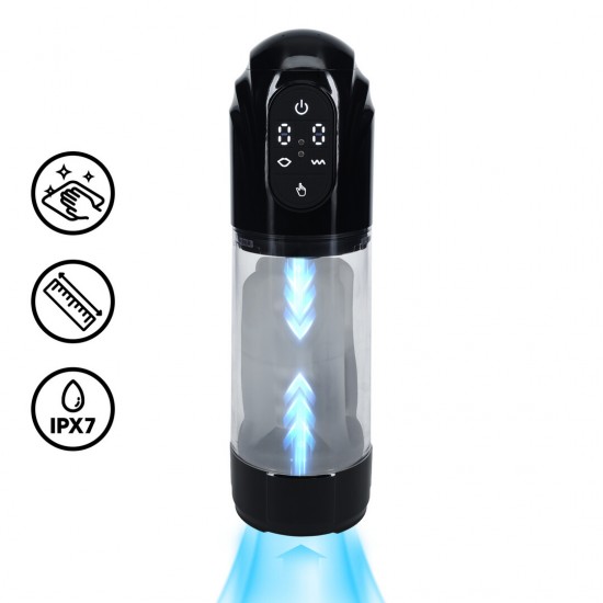 TechnoThrust - Bomba masturbadora automática à prova dágua A bomba masturbadora automática Technothrust oferece amplas possibilidades de crescimento, manual ou automático. A manga de inserção suave garante uma experiência confortável. Surpreenda-se a cada vez com o tamanho que v