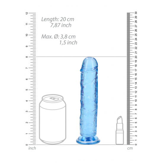 Dildo realista reto com ventosa - 7'' / 18 - Azul Pronto para um orgasmo CRISTALINO? Alcance o seu clímax com estilo com estes dildos transparentes e de formato bonito. Este dildo consegue ver através de si e sabe exatamente como gosta dele. Este dildo é adequado para u