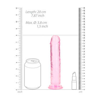 Dildo realista reto com ventosa - 7'' / 18 - Rosa