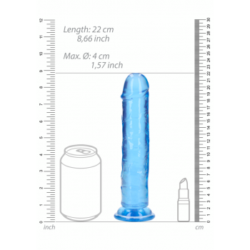 Dildo realista reto com ventosa - 8'' / 20 - Azul