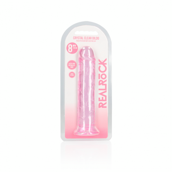 Dildo realista reto com ventosa - 8'' / 20 - Rosa Pronto para um orgasmo CRISTALINO? Alcance o seu clímax com estilo com estes dildos transparentes e de formato bonito. Este dildo consegue ver através de si e sabe exatamente como gosta dele. Este dildo é adequado para u