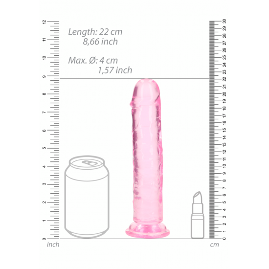 Dildo realista reto com ventosa - 8'' / 20 - Rosa Pronto para um orgasmo CRISTALINO? Alcance o seu clímax com estilo com estes dildos transparentes e de formato bonito. Este dildo consegue ver através de si e sabe exatamente como gosta dele. Este dildo é adequado para u