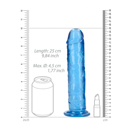 Dildo realista reto com ventosa - 9'' / 23 - Azul Pronto para um orgasmo CRISTALINO? Alcance o seu clímax com estilo com estes dildos transparentes e de formato bonito. Este dildo consegue ver através de si e sabe exatamente como gosta dele. Este dildo é adequado para u